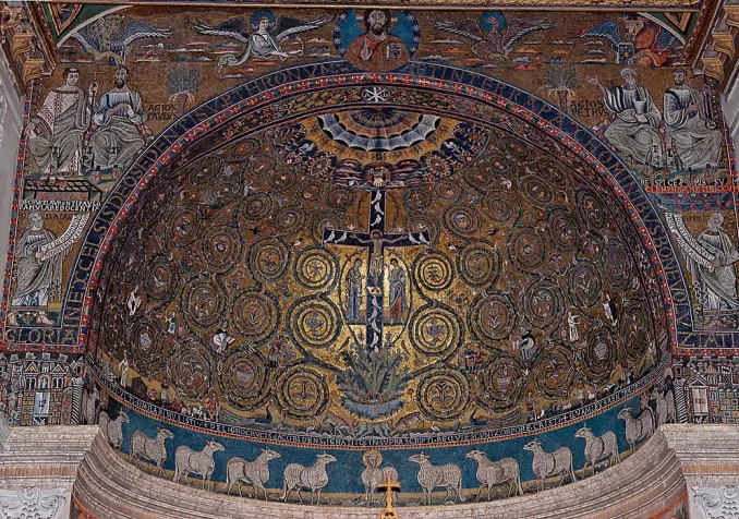 "Le Triomphe de la Croix", mosaïque de l'abside de la basilique Saint-Clément à Rome, XIIe siècle. ©Wikimedia Commons/Jastrow/Public Domain
