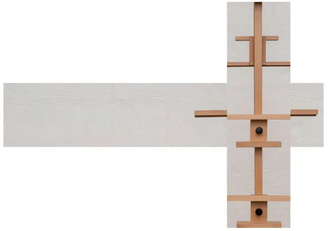 INCROCIATO, par Ignazio Bettua Installation d'Ignazio Bettua, photographie de Claude Bornand © 2022 Éditions Ouverture et OPEC