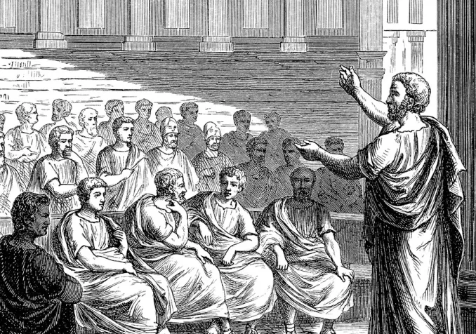 Démosthène, homme d'Etat athénien. Gravure sur bois publiée en 1882. ©iStock