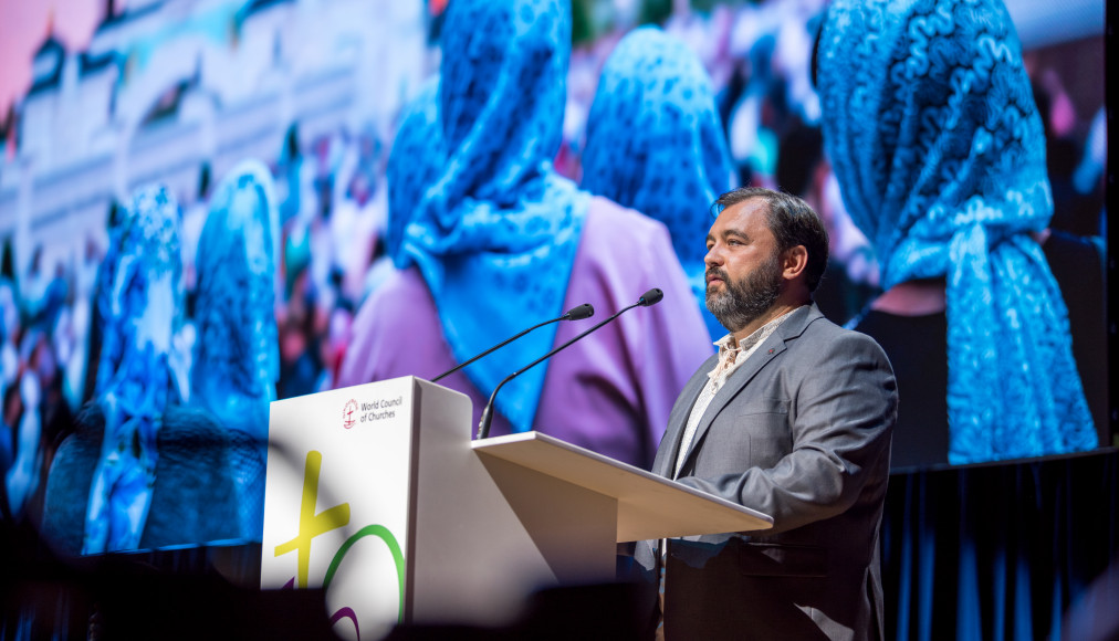 Sergii Bortnyk est l’un des quatre observateurs de l’Église orthodoxe d’Ukraine présents à l’assemblée générale du COE. Sergii Bortnyk est l’un des quatre observateurs de l’Église orthodoxe d’Ukraine présents à l’assemblée générale du COE. / Albin Hillert/WCC