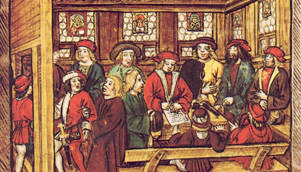 Dessin de l'Amtliche Luzerner Chronik de 1513 de Diebold Schilling le Jeune, illustrant les événements de la Diète de Stans en 1481. Dessin de l'Amtliche Luzerner Chronik de 1513 de Diebold Schilling le Jeune, illustrant les événements de la Diète de Stans en 1481. / ©WIkimedia Commons/Domaine public