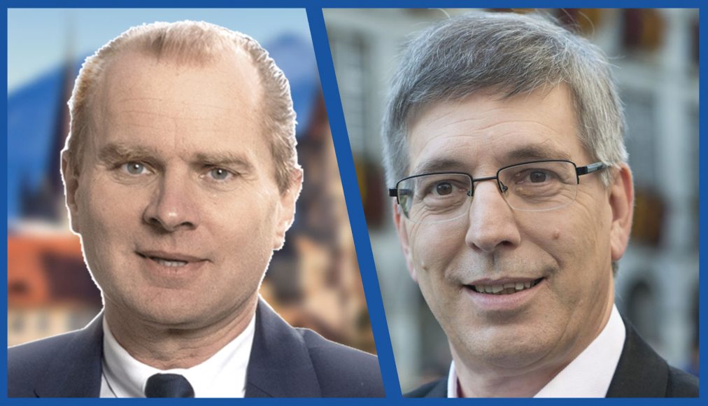Le conseiller d'État Philippe Leuba, chef du Département de l'économie et du sport, et le municipal Oscar Tosato en charge de la Direction des sports et de la cohésion sociale s’apprêtent à partager la chaire de la Cathédrale, ce dimanche 12 janvier, à l’occasion d’une célébration commune en honneur des JOJ Lausanne 2020. Le conseiller d'État Philippe Leuba, chef du Département de l'économie et du sport, et le municipal Oscar Tosato en charge de la Direction des sports et de la cohésion sociale s’apprêtent à partager la chaire de la Cathédrale, ce dimanche 12 janvier, à l’occasion d’une célébration commune en honneur des JOJ Lausanne 2020. / DR