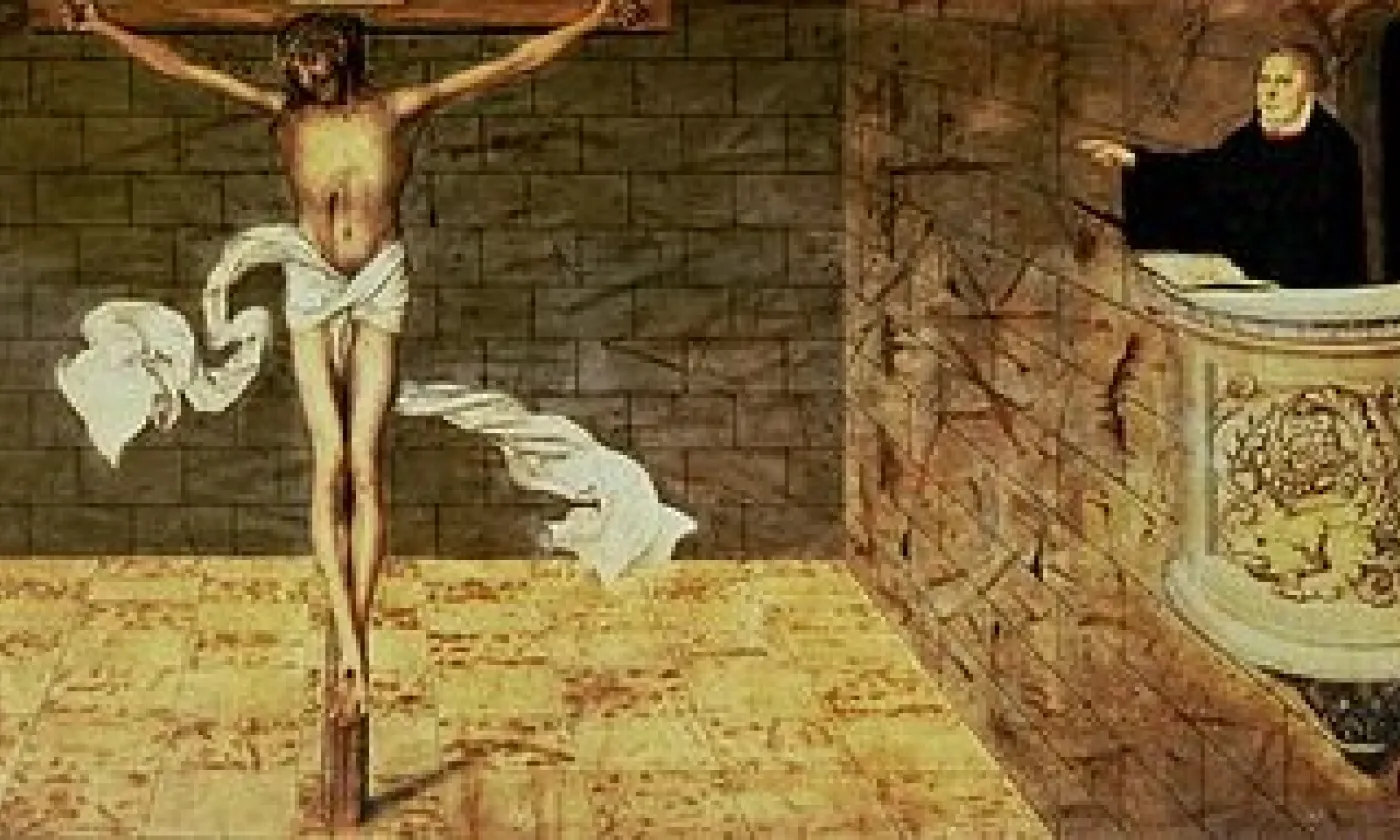 Tableau de Martin Luther qui prêche, peint par Lucas Cranach le Jeune @Wikimedia Commons