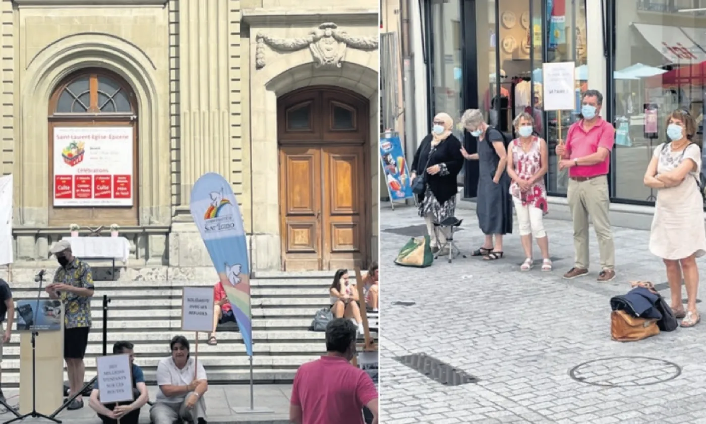 Unis dans la prière. Le 19 juin dernier, à Lausanne, célébration interreligieuse pour les personnes de toutes les religions décédées sur le chemin de l’exil. © D. Voinçon