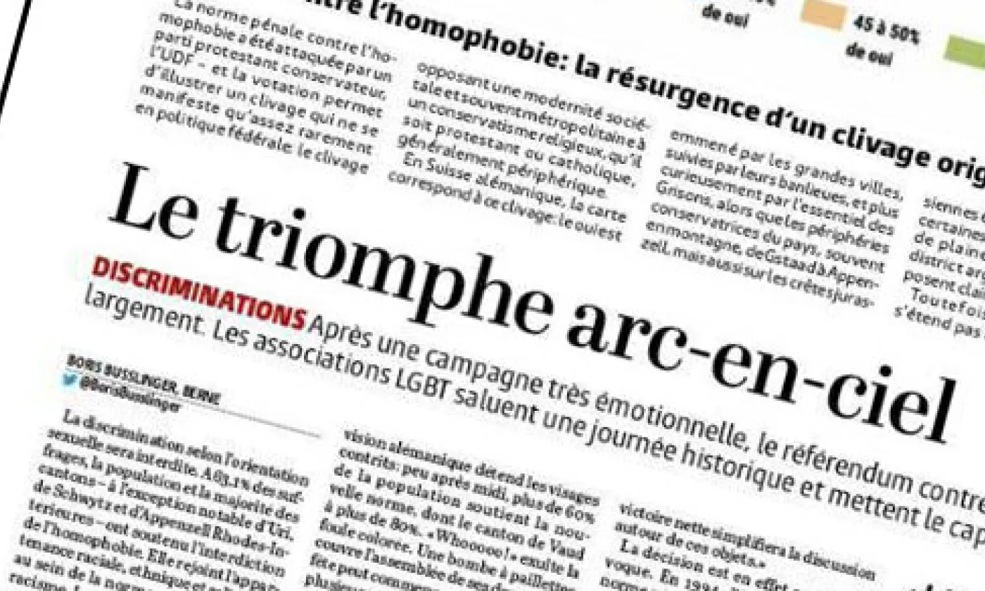 Une capture de la page 4 du «Temps» du 10 février. © Le Temps