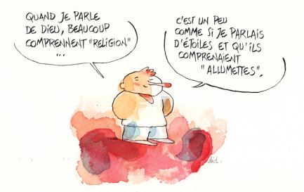 Dessin de Didier Milotte, exposition de dessins de presse «Dieu est-il humour?» / ©D. Milotte